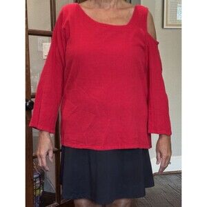 # Oh My Gauze! Red One-Shoulder Tunic Top (M)